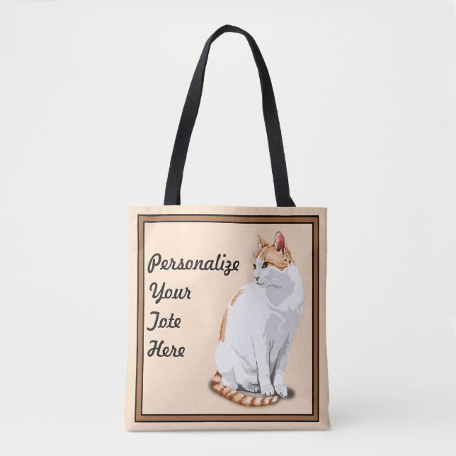 Orange Ginger and White Cat Personalized Tote Bag (Front)