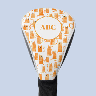 Orange Ginger Cat Monogram Intials Personalized Golf Head Cover