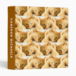 Orange Ginger Cat Pattern   Add Your Name Binder