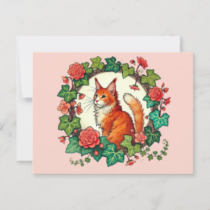 Orange Ginger Maine Coon Cat                       Postcard