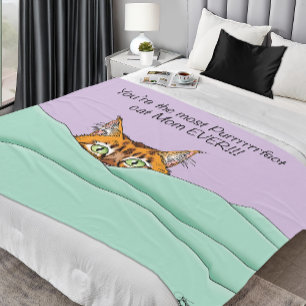 Orange Ginger Purple Cute Cat Mom Mother’s Day Fleece Blanket