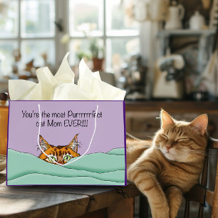 Orange Ginger Purple Cute Cat Mom Mother’s Day Large Gift Bag