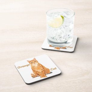 Orange Ginger Tabby Cat Personalized Coaster