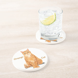 Orange Ginger Tabby Cat Personalized Coaster