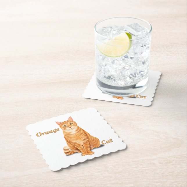 Orange Ginger Tabby Cat Personalized Paper Coaster (Insitu)