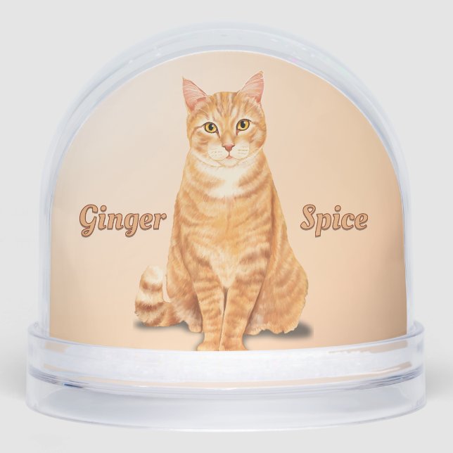 Orange Ginger Tabby Cat Personalized Snowglobe (Front)