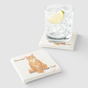 Orange Ginger Tabby Cat Personalized Stone Coaster