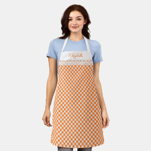 Orange Gingham All-Over Print Apron