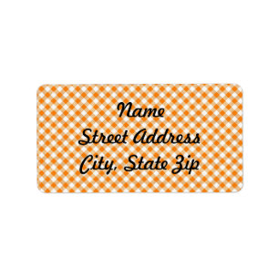 Orange Gingham Background Address Sticker