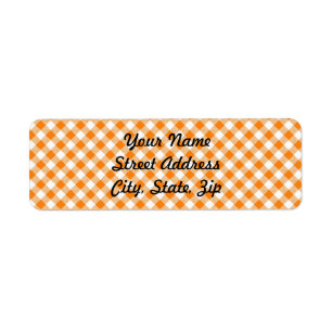Orange Gingham Background Return Address Sticker