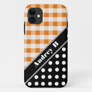 Orange Gingham Black Polka Dot iPhone 5 Case