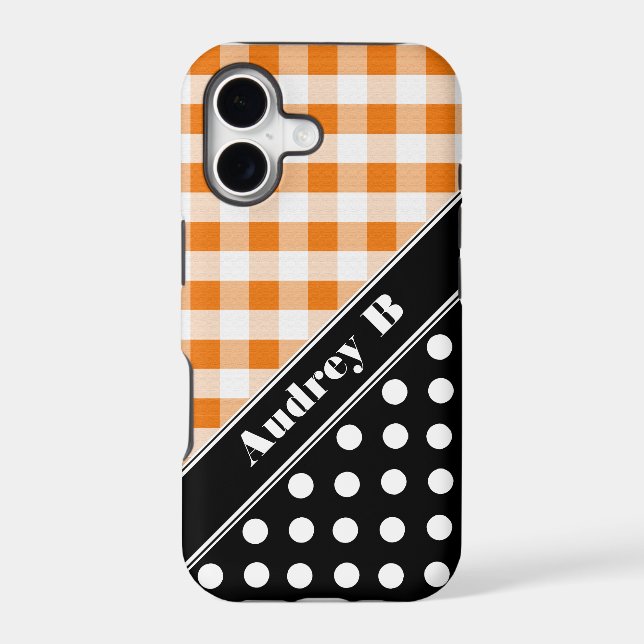 Orange Gingham Black Polka Dot iPhone 5 Case (Back)