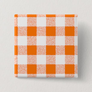 Orange Gingham Check Pattern 2 Inch Square Button