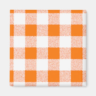 Orange Gingham Check Pattern Magnet