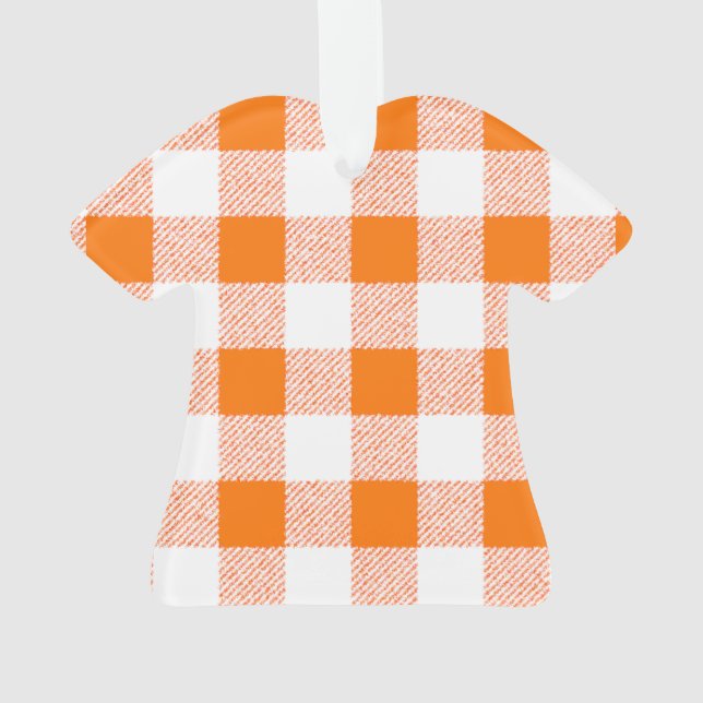 Orange Gingham Check Pattern Ornament (Back)
