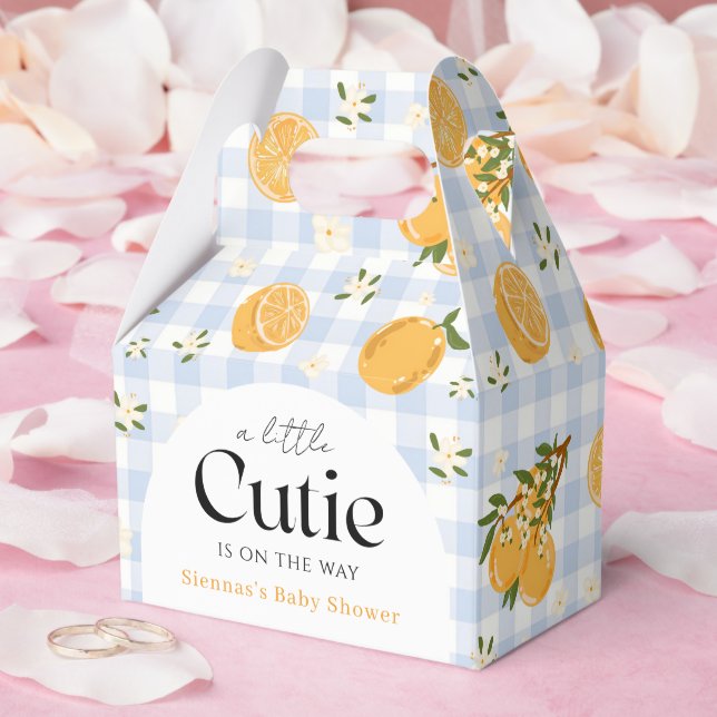 Orange Gingham Citrus Baby Shower Favor Box (Wedding)