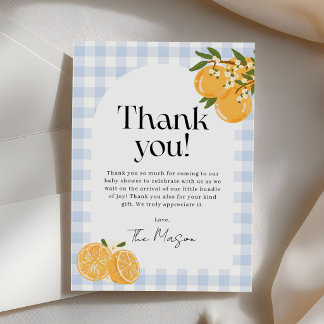 Orange Gingham Citrus Baby Shower Thank You Card