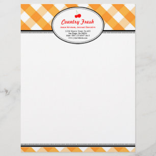 Orange gingham country rustic red cherry personal letterhead