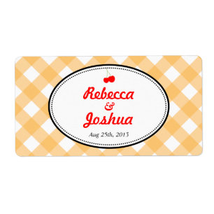 Orange gingham country rustic wedding favour tag