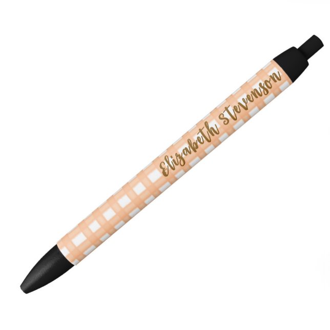 Orange Gingham Custom Script Name  Black Ink Pen (Creator Uploaded)