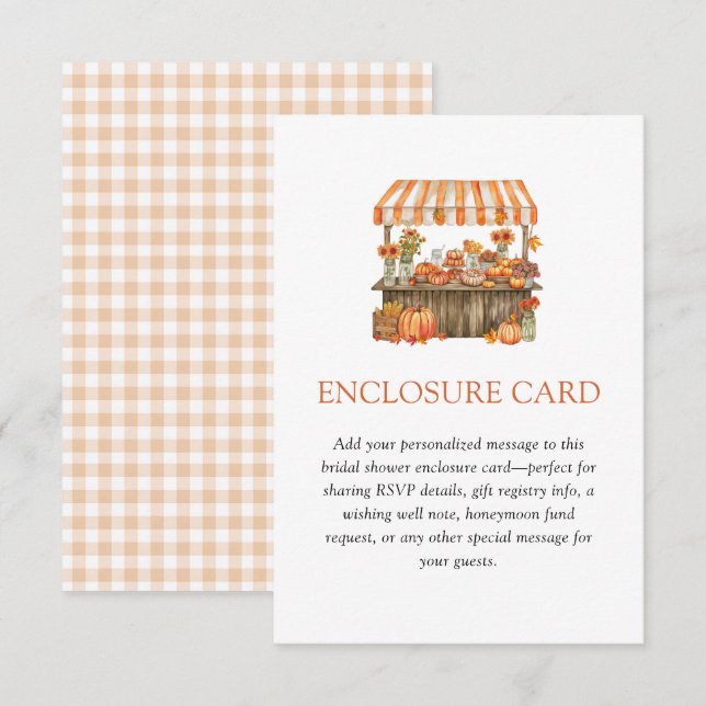 Orange Gingham Fresh Off The Market Enclosure Card (Front/Back)