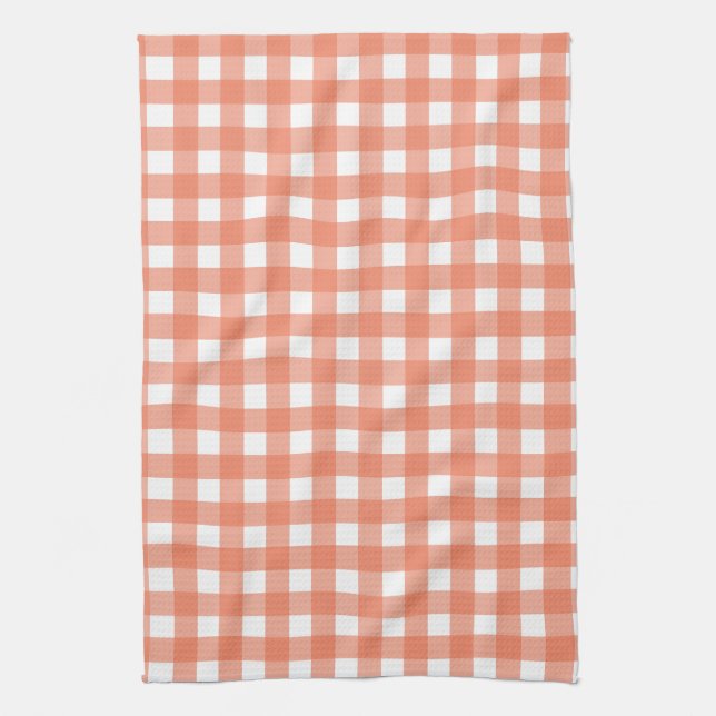 Orange gingham kitchen towel (Vertical)