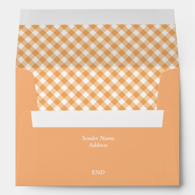 Orange Gingham Plaid Lined Envelope (Back (Bottom))