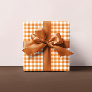 Orange Gingham Plaid Multi Wrapping Paper Sheet