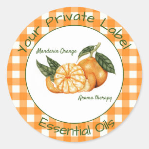 Orange Gingham Private Essential Oils label