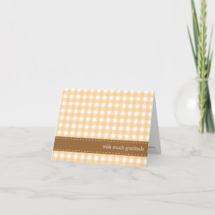 Orange gingham ribbon custom photo thank you card