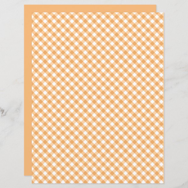 Orange Gingham Scrapbook Paper (Front/Back)