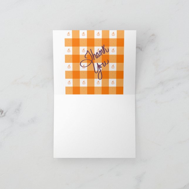 Orange gingham thank you card (Inside)