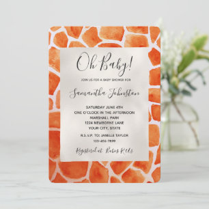 Orange Giraffe Animal  Invitation