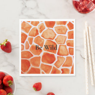 Orange Giraffe Animal Print Napkin