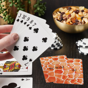 Orange Giraffe Animal Print Playing Cards