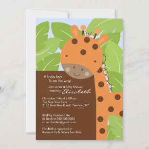Orange Giraffe Baby Shower Invitation