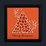 Orange giraffe Christmas Tree Gift Box<br><div class="desc">Lovely,  bright,  modern pattern with animal print christmas tree in Orange and stars. Cute,  girly,  and trendy Christmas gift. Personalize it with your own text/ message/ name.</div>