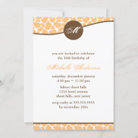 Orange Giraffe Pattern Birthday