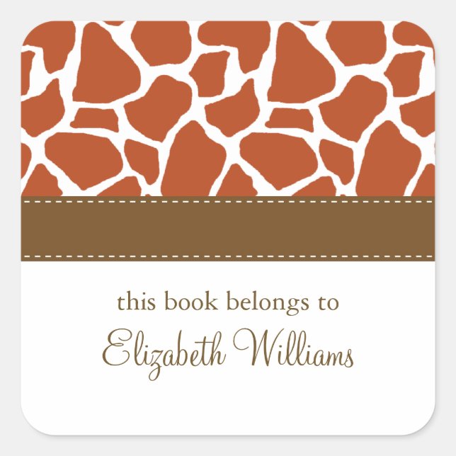 Orange Giraffe Pattern Square Sticker (Front)