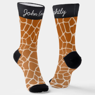 Orange Giraffe Spots Fun Animal Print Personalized Socks