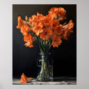 Orange Gladiolus Fleurs Art Imprimer Poster
