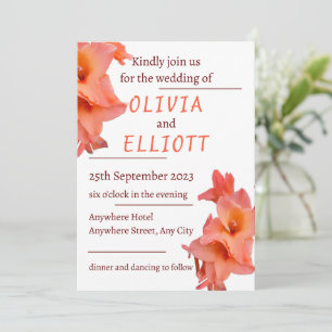 Orange Gladiolus Floral Wedding Invitation