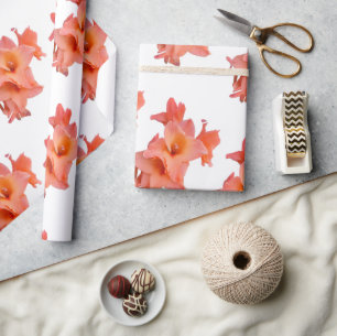 Orange Gladiolus Floral Wrapping Paper