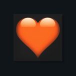 Orange Glass Heart Customizable Canvas Print<br><div class="desc">A large glossy glass heart appears on this wrapped canvas for your delight! This glass heart design is available in ten colours and on any background colour your heart desires!  
Make a statement with this canvas hanging on your wall! 
Resize the canvas to any size you like!</div>