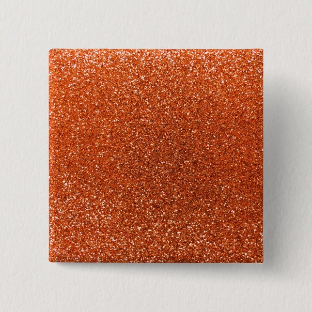 Orange glitter 2 inch square button (Front)
