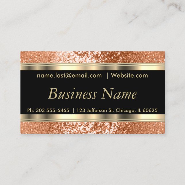 Orange Glitter and Elegant Gold   Business Card (Front)