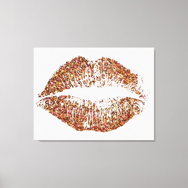 Orange Glitter Lips Canvas Print (Front)