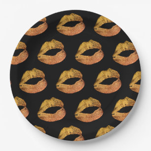 Orange Glitter Lips Halloween party Paper Plate