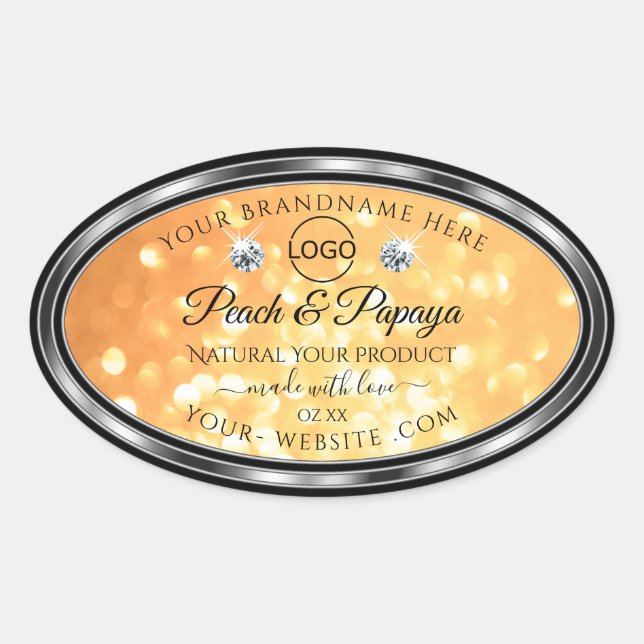 Orange Glitter Product Label Sparkle Diamonds Logo (Front)