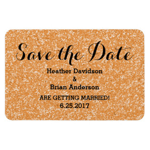 Orange Glitter Save the Date Flexi Magnet